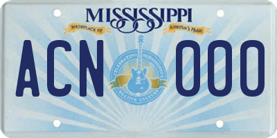 MS license plate ACN000