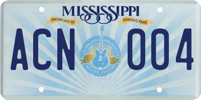 MS license plate ACN004
