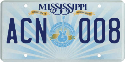 MS license plate ACN008