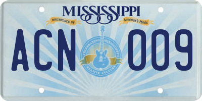 MS license plate ACN009