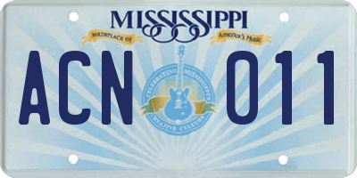 MS license plate ACN011