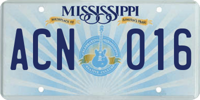 MS license plate ACN016