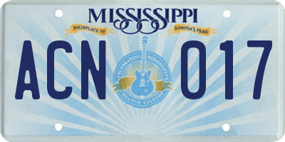 MS license plate ACN017