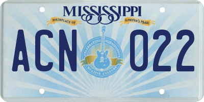 MS license plate ACN022