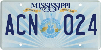 MS license plate ACN024