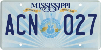 MS license plate ACN027
