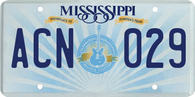 MS license plate ACN029