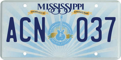 MS license plate ACN037