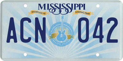 MS license plate ACN042