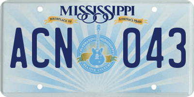 MS license plate ACN043