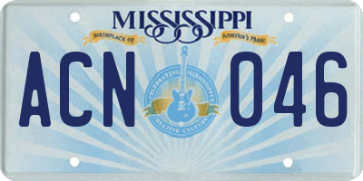 MS license plate ACN046