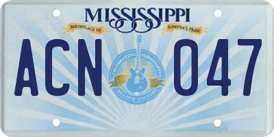 MS license plate ACN047