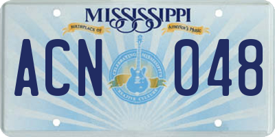 MS license plate ACN048