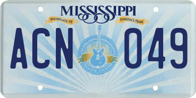 MS license plate ACN049
