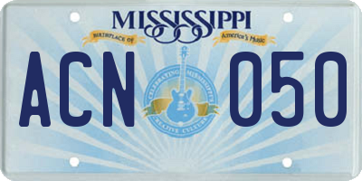 MS license plate ACN050