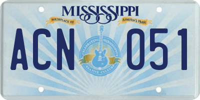 MS license plate ACN051