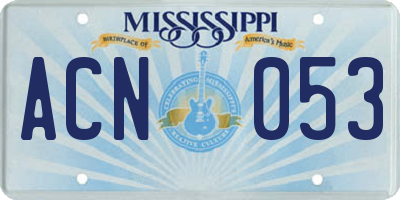 MS license plate ACN053