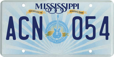 MS license plate ACN054