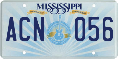 MS license plate ACN056