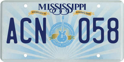 MS license plate ACN058