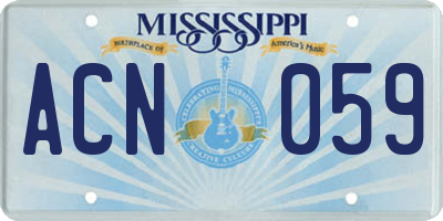 MS license plate ACN059