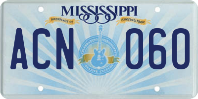 MS license plate ACN060