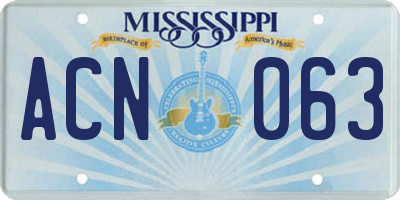 MS license plate ACN063