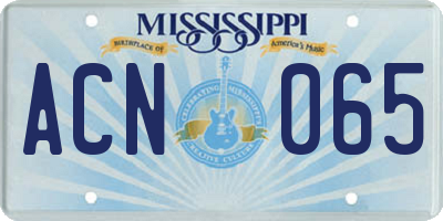 MS license plate ACN065