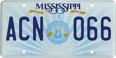 MS license plate ACN066