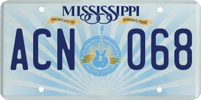 MS license plate ACN068