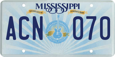 MS license plate ACN070