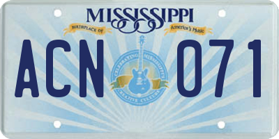 MS license plate ACN071