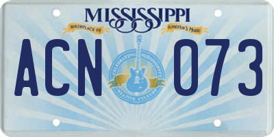 MS license plate ACN073