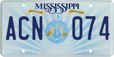 MS license plate ACN074