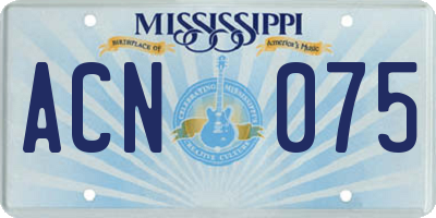 MS license plate ACN075
