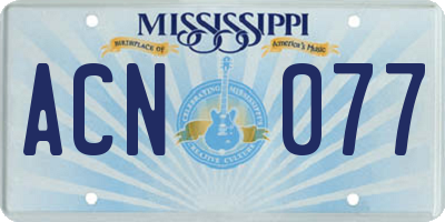 MS license plate ACN077