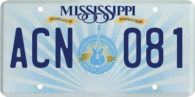MS license plate ACN081