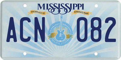 MS license plate ACN082
