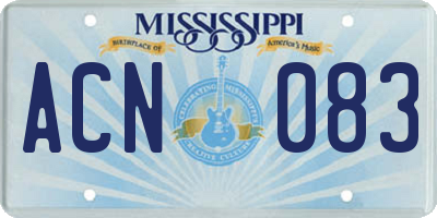 MS license plate ACN083