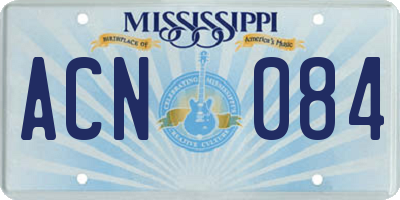 MS license plate ACN084