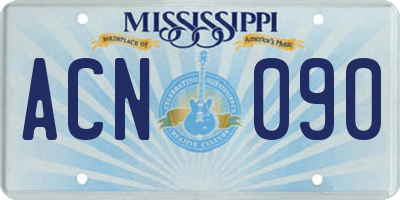 MS license plate ACN090