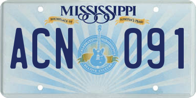 MS license plate ACN091