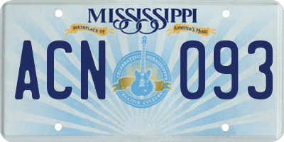 MS license plate ACN093