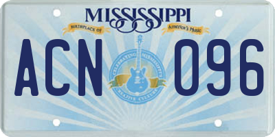 MS license plate ACN096