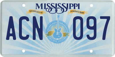 MS license plate ACN097
