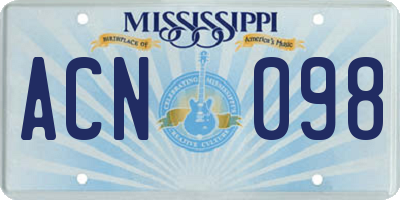 MS license plate ACN098