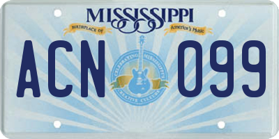 MS license plate ACN099