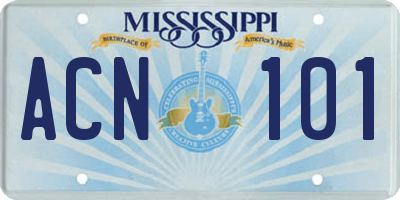 MS license plate ACN101