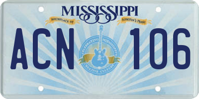 MS license plate ACN106