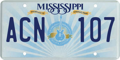 MS license plate ACN107